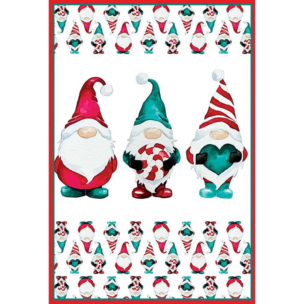 Three Gnomes Christmas Card by Pictura featuring festive gnome illustrations for holiday greetings.